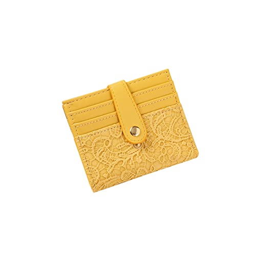 jonam Geldbörse für Damen Kleine Brieftasche weibliche Kurze koreanische einfache Retro faltende Schnalle Multi-Card Position kompakte kartenbeutel münzgeldbeutel (Color : Yellow) von jonam