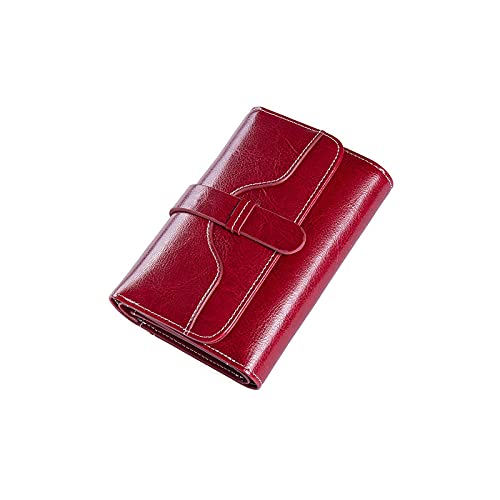 jonam Geldbörse für Damen Kleine Echtes Leder Frauen Brieftasche Weibliche Geldbörsen und Handtaschen Kartenhalter Damen Kupplung Münze Geldbörse (Color : Red) von jonam
