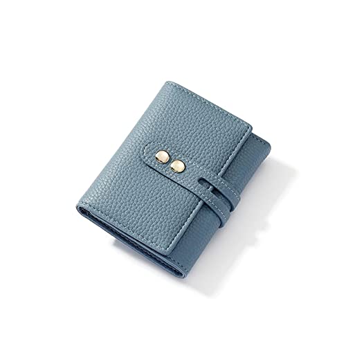 jonam Geldbörse für Damen Kurze Brieftasche Damen Tri-Fold Reißverschluss Brieftasche Ladies Leder Brieftasche Kartentasche Kleine Brieftasche (Color : Blue) von jonam