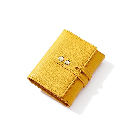 jonam Geldbörse für Damen Kurze Brieftasche Damen Tri-Fold Reißverschluss Brieftasche Ladies Leder Brieftasche Kartentasche Kleine Brieftasche (Color : Yellow) von jonam