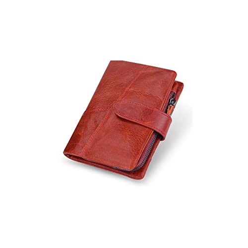 jonam Geldbörse für Damen Kurze Brieftasche Frauen Münze Geldbörsen rote Münze Geldbörse Echtes Leder Dame Reißverschluss Design mit Münzbörsen Taschen Kleine Brieftasche von jonam