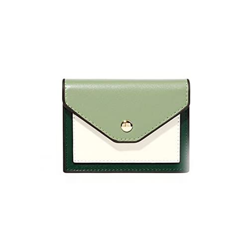 jonam Geldbörse für Damen Kurze Damen-Münzbörse Pu. Ledernähte Schnalle Multifunktionskarte Paket Mini Brieftasche (Color : Green) von jonam