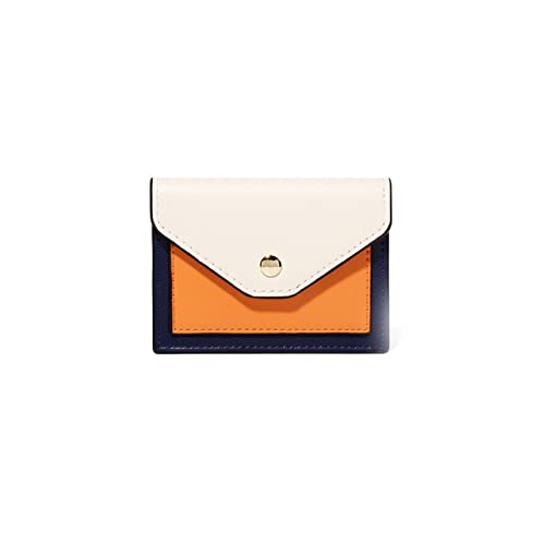jonam Geldbörse für Damen Kurze Damen-Münzbörse Pu. Ledernähte Schnalle Multifunktionskarte Paket Mini Brieftasche (Color : Orange) von jonam