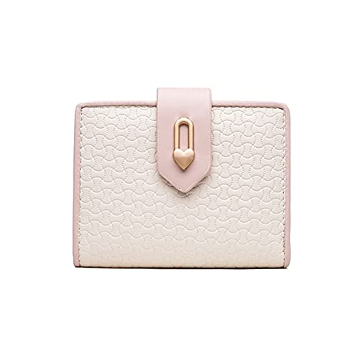 jonam Geldbörse für Damen Ladies Leder Brieftasche Große Kapazität Schnalle Brieftasche Multifunktionale Kurze Brieftasche Kupplung (Color : Beige) von jonam
