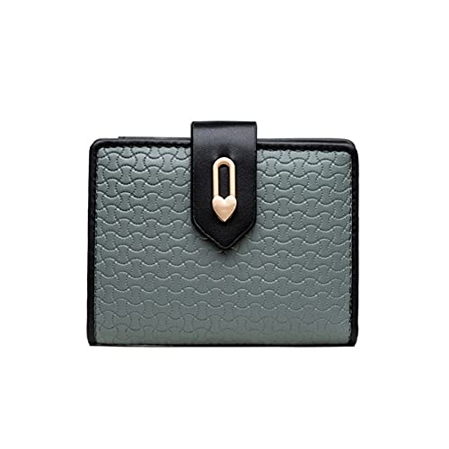 jonam Geldbörse für Damen Ladies Leder Brieftasche Große Kapazität Schnalle Brieftasche Multifunktionale Kurze Brieftasche Kupplung (Color : Green) von jonam