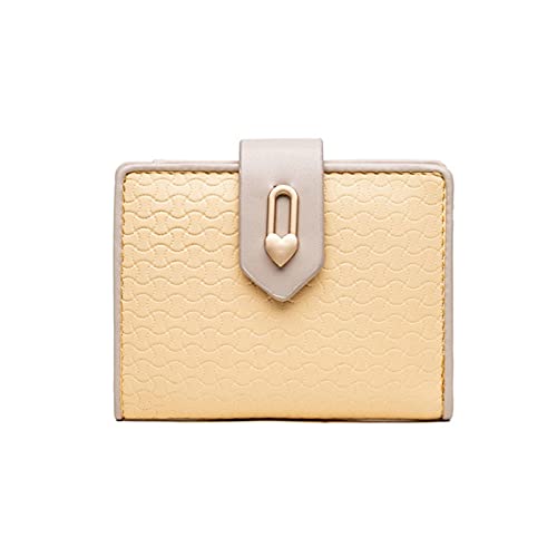 jonam Geldbörse für Damen Ladies Leder Brieftasche Große Kapazität Schnalle Brieftasche Multifunktionale Kurze Brieftasche Kupplung (Color : Yellow) von jonam