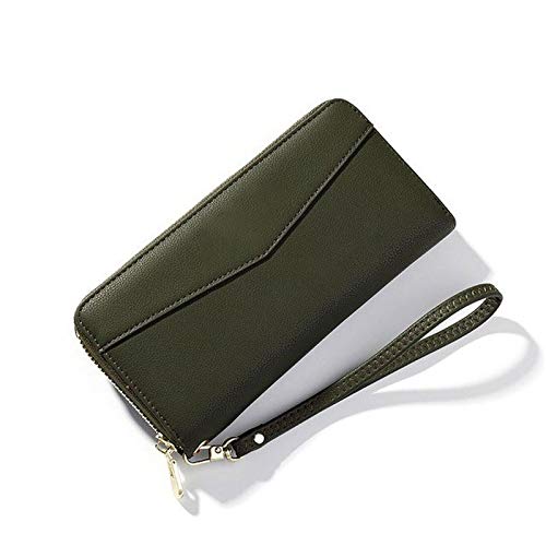 jonam Geldbörse für Damen Lange Damen Brieftasche Reißverschluss Telefon Brieftasche Große Kapazität Dame Handtasche Karten Münze Geldbörse (Color : Green) von jonam