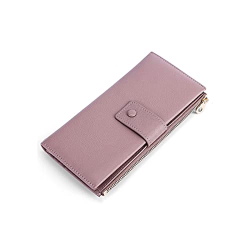 jonam Geldbörse für Damen Lange Multi-Karten-Bit Frauen Geldbörse Echtes Leder Damen Reißverschluss Geldbörse Cowhide Card Brieftaschen (Color : Pink) von jonam