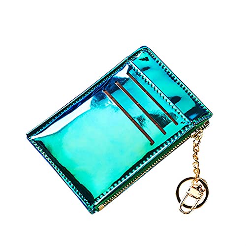 jonam Geldbörse für Damen Lanyard Laser holographische Brieftasche Damen Mini Wallet Clutch Damen Zipper Münze Geldbörse Kartenkasse (Color : Green) von jonam