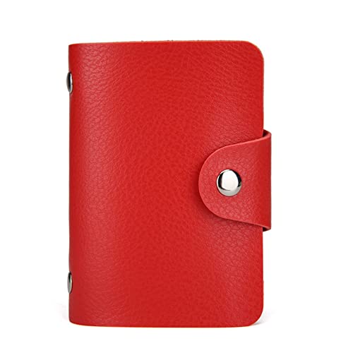 jonam Geldbörse für Damen Leather 24 Slots Bits Business Card Bag Card Case Men Women ID Holders Bank Credit Card Organizer Bags Passport Card Wallet (Color : Red) von jonam