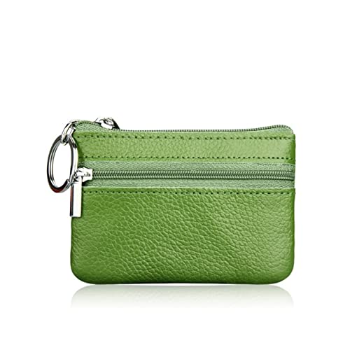 jonam Geldbörse für Damen Leather Coin Purses Women Small Change Money Bags Pocket Wallets Key Holder Case Mini Functional Pouch Zipper Card Wallet (Color : Green) von jonam