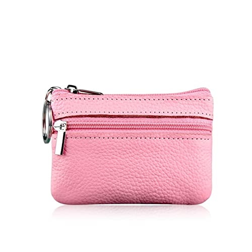 jonam Geldbörse für Damen Leather Coin Purses Women Small Change Money Bags Pocket Wallets Key Holder Case Mini Functional Pouch Zipper Card Wallet (Color : Pink) von jonam