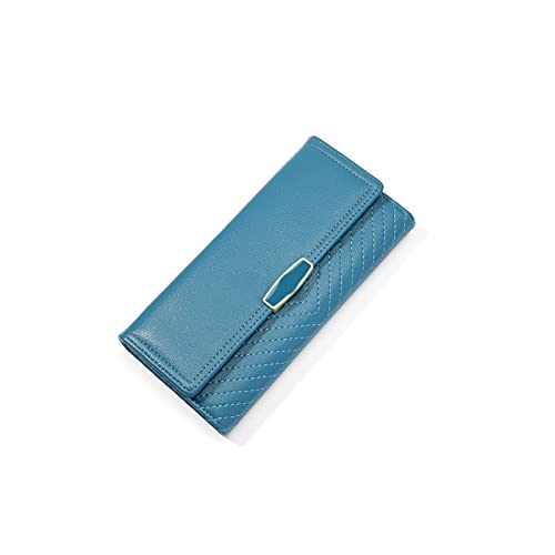 jonam Geldbörse für Damen Leder Brieftaschen für Frauen Taschen Thread Lange Große Kapazität Clutch Geldbörsen Kartenhalter Multifunktions Dame Geldbörse (Color : Blue) von jonam