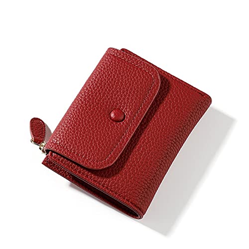 jonam Geldbörse für Damen Leder Damen Brieftasche Mini Damen Münze Geldbörse Tasche Gelbe Damen Brieftasche (Color : Red) von jonam