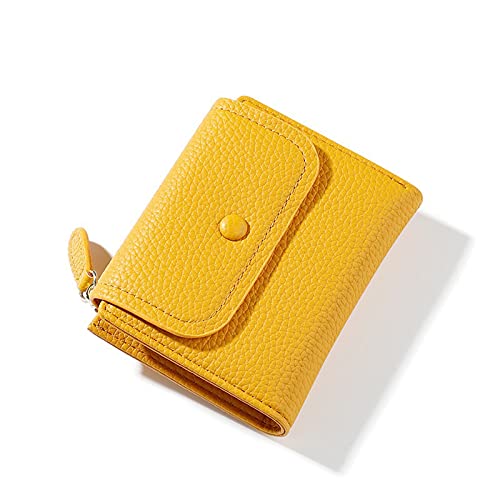 jonam Geldbörse für Damen Leder Damen Brieftasche Mini Damen Münze Geldbörse Tasche Gelbe Damen Brieftasche (Color : Yellow) von jonam
