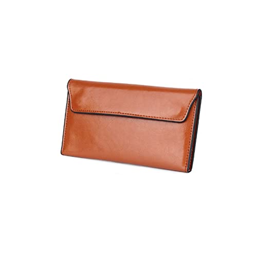 jonam Geldbörse für Damen Leder Frauen Geldbörsen Mode Clutch Brieftasche Weibliche Geldbörse Tasche Klemme Für Phone Bag Lange Dame Handy Kartenhalter (Color : Orange) von jonam