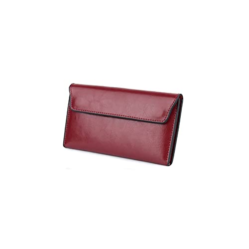 jonam Geldbörse für Damen Leder Frauen Geldbörsen Mode Clutch Brieftasche Weibliche Geldbörse Tasche Klemme Für Phone Bag Lange Dame Handy Kartenhalter (Color : Red) von jonam