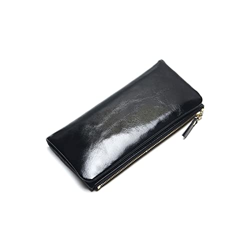 jonam Geldbörse für Damen Lederkupplung Frauen Brieftasche Tragbare Multifunktions Lange Brieftaschen Lady Münze Geldbörsen Karteninhaber (Color : Black) von jonam