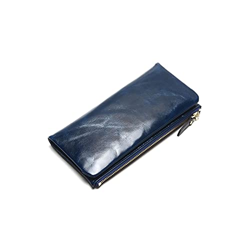 jonam Geldbörse für Damen Lederkupplung Frauen Brieftasche Tragbare Multifunktions Lange Brieftaschen Lady Münze Geldbörsen Karteninhaber (Color : Blue) von jonam