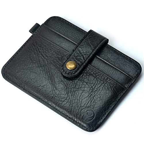 jonam Geldbörse für Damen Men Genuine Leather Slim Wallet Male Small Purse Mini Money Bag Walet Wallet Card Holder (Color : Black) von jonam
