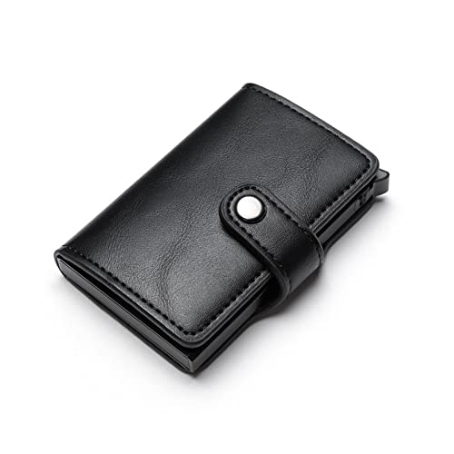 jonam Geldbörse für Damen Men Leather Wallet Cards Holder Protector Smart Wallet Aluminum Case Box Card Holder Wallet (Color : Black) von jonam