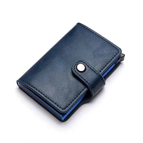 jonam Geldbörse für Damen Men Leather Wallet Cards Holder Protector Smart Wallet Aluminum Case Box Card Holder Wallet (Color : Blue) von jonam