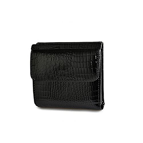 jonam Geldbörse für Damen Mini Frauen Geldbörse Echtes Leder Brieftaschen HASP Kurze BOOTEL BOTEL Smell Well BOTELETEN Münze Geldbörsen (Color : Black) von jonam
