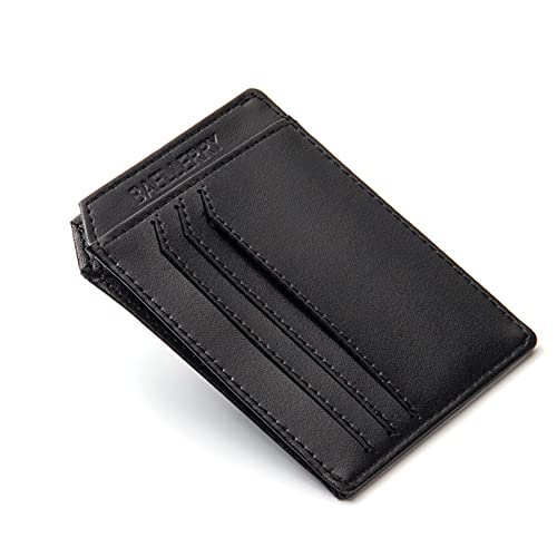 jonam Geldbörse für Damen Mini Wallets Men Super Slim Card Holder Simple No Zipper Solid Cash Purses Popular Small Money Bags (Color : Black) von jonam