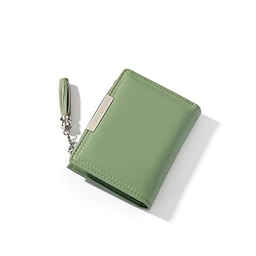 jonam Geldbörse für Damen Mode Damen Geldbörse Quaste Mini Wallet Kurz PU. Leder niedlicher Münzgurse Kartenfall (Color : Green) von jonam