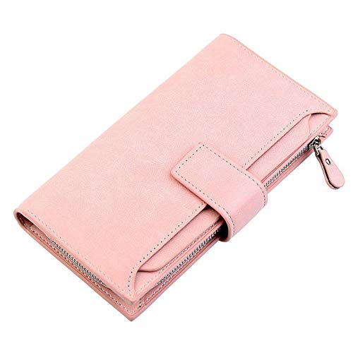 jonam Geldbörse für Damen Mode-Frauen-Mappe Reißverschluss-Qualitäts-Unisex Wallet Fashion Lady Solid Color Langer Abschnitt DREI Falten-Kartenhalter (Color : Pink) von jonam