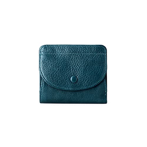 jonam Geldbörse für Damen Mode Kurze Brieftasche Tasche für Frauen Echtes Leder Kupplung Taschen Niedliche Kartenhalter Weibliche Falten Kleine Münze Geldbörse (Color : Blue) von jonam