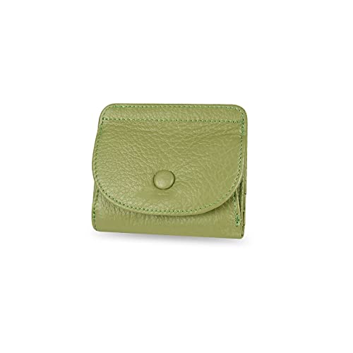 jonam Geldbörse für Damen Mode Kurze Brieftasche Tasche für Frauen Echtes Leder Kupplung Taschen Niedliche Kartenhalter Weibliche Falten Kleine Münze Geldbörse (Color : Green) von jonam