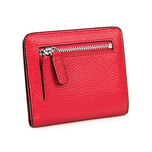 jonam Geldbörse für Damen Mode Split Leder Lady Wallet Mini Wallet Dame Kleine Leder Brieftasche mit Münztasche (Color : Red) von jonam
