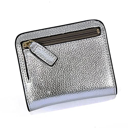 jonam Geldbörse für Damen Mode Split Leder Lady Wallet Mini Wallet Dame Kleine Leder Brieftasche mit Münztasche (Color : Silver) von jonam