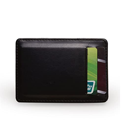 jonam Geldbörse für Damen New Thin Vertical Men Magic Wallet Small PU Leather Elastic Ribbon Purse Mini Solid ID Card Holder Bank Credit Card Case for Man (Color : Black) von jonam