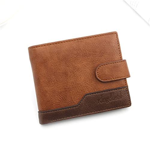 jonam Geldbörse für Damen New Wallet Leather Wallet Menshort Wallet Retro Multi-Card Short Wallet Multifunctional Waterproof Wallet (Color : 1BROWM) von jonam