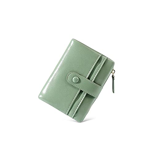 jonam Geldbörse für Damen Ölwachs Leder Brieftaschen für Frauen Kurze große Kapazität Clutch Geldbörsen Lady Brieftasche (Color : Green) von jonam