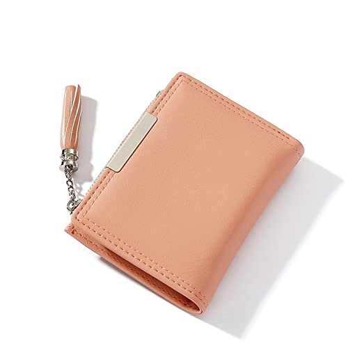 jonam Geldbörse für Damen PU-Leder Frauen Geldbörse Kleine Quaste Münze Geldbörse Tasche Einfache Casual Mini Weibliche Brieftasche Mädchen Brieftasche ändern Geldbörse (Color : Pink) von jonam