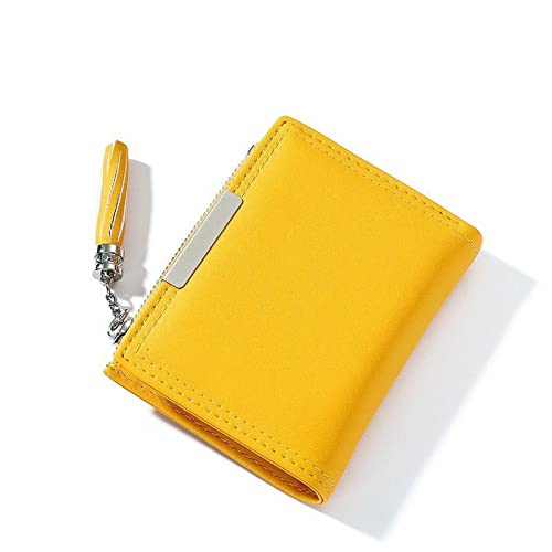 jonam Geldbörse für Damen PU-Leder Frauen Geldbörse Kleine Quaste Münze Geldbörse Tasche Einfache Casual Mini Weibliche Brieftasche Mädchen Brieftasche ändern Geldbörse (Color : Yellow von jonam