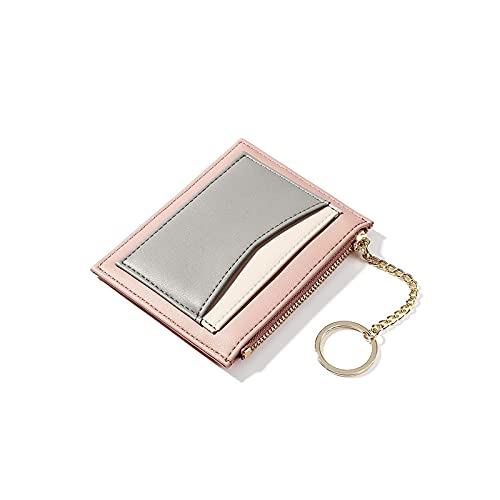jonam Geldbörse für Damen PU. Leder Frauen Brieftasche Multi-Card-Position Reißverschluss Kartentasche Keychain Kleine Brieftasche Dame Münze Geldbörse Kleine Brieftasche (Color : Pink) von jonam