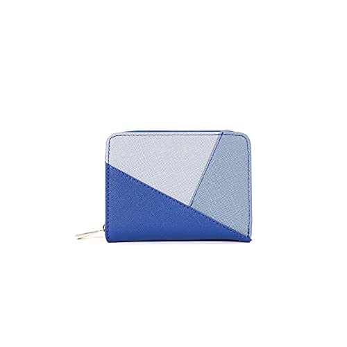 jonam Geldbörse für Damen Patchwork Kurze Brieftaschen für Frauen Mini-Kartenhalter Brieftasche Damen Münze Geldbörsen Große Kapazität Kupplungsbeutel (Color : Blue) von jonam
