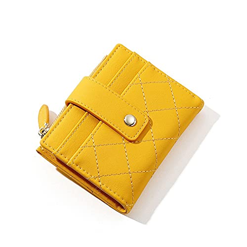 jonam Geldbörse für Damen Plaid Kleine Brieftasche Damen Reißverschluss Münze Geldbörse Karten Tasche Brieftasche Weibliche Hand Geldbörse Dame (Color : Yellow) von jonam