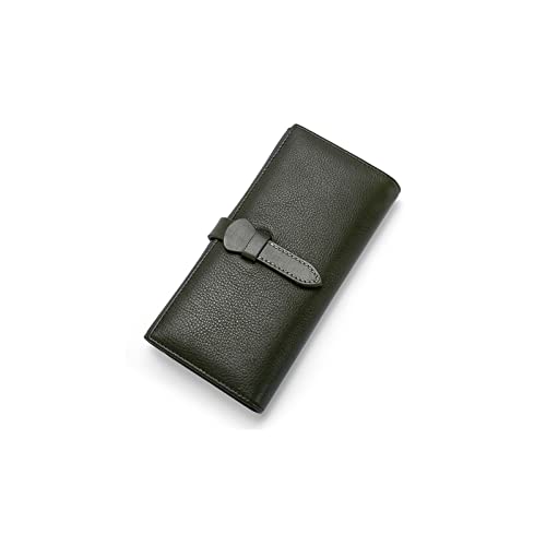 jonam Geldbörse für Damen Premium Echtes Leder Frauen Geldbörsen Lange Dreifache Weibliche Brieftasche Multi-Card Bit Damen Geldbörsen (Color : Green) von jonam