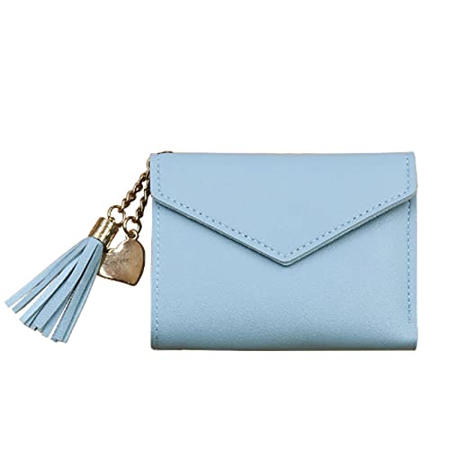 jonam Geldbörse für Damen Short Tassel Wallet Women Fashion Purse Female Mini Wallets New Korean Lovely Purse Female Small Wallet for (Color : Blue) von jonam