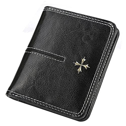 jonam Geldbörse für Damen Slim Women Wallets Mini Card Holder Leather Short Desigh Female Purse Coin Holder Women Wallets (Color : Black) von jonam