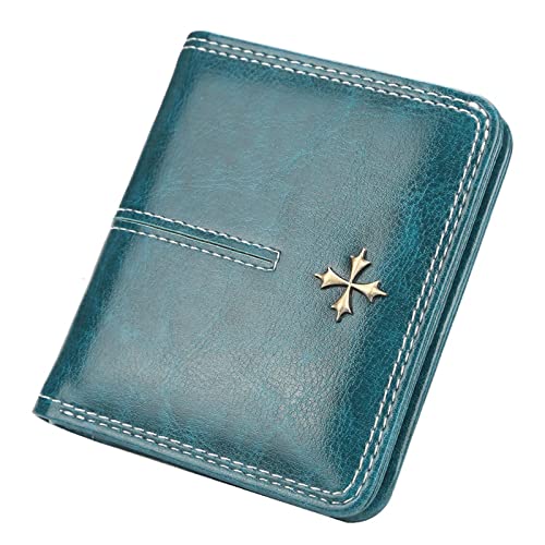 jonam Geldbörse für Damen Slim Women Wallets Mini Card Holder Leather Short Desigh Female Purse Coin Holder Women Wallets (Color : Blue) von jonam