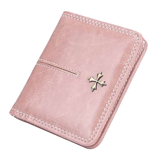 jonam Geldbörse für Damen Slim Women Wallets Mini Card Holder Leather Short Desigh Female Purse Coin Holder Women Wallets (Color : Pink) von jonam