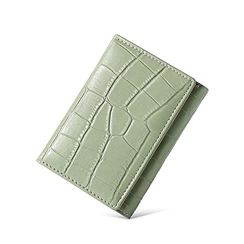 jonam Geldbörse für Damen Steinkorn-Tri-Fold-kleine Brieftasche, Lady Card Case, weiche Leder-Dame-Brieftasche, kurzer Absatz (Color : Green) von jonam