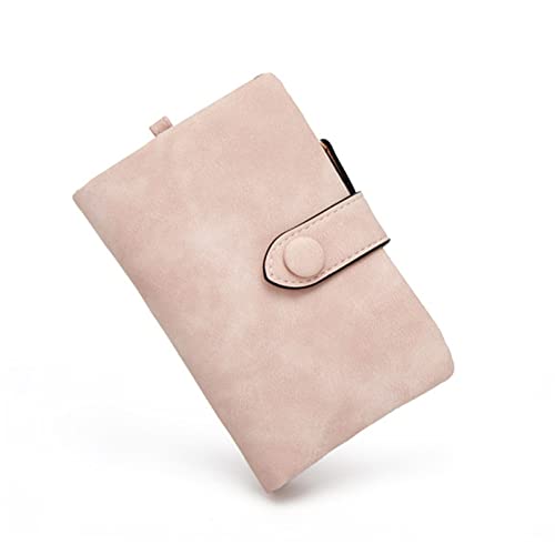 jonam Geldbörse für Damen Tri-fold Short Women Wallets with Coin Zipper Pocket Minimalist Frosted Soft Leather Ladies Purses Female Pink Small Wallet (Color : Pink) von jonam