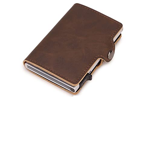 jonam Geldbörse für Damen Wallet Men Money Bag Mini Purse Male Aluminium Card Small Trifold Leather Wallet Slim Thin Brown Walet carteras (Color : Coffee) von jonam